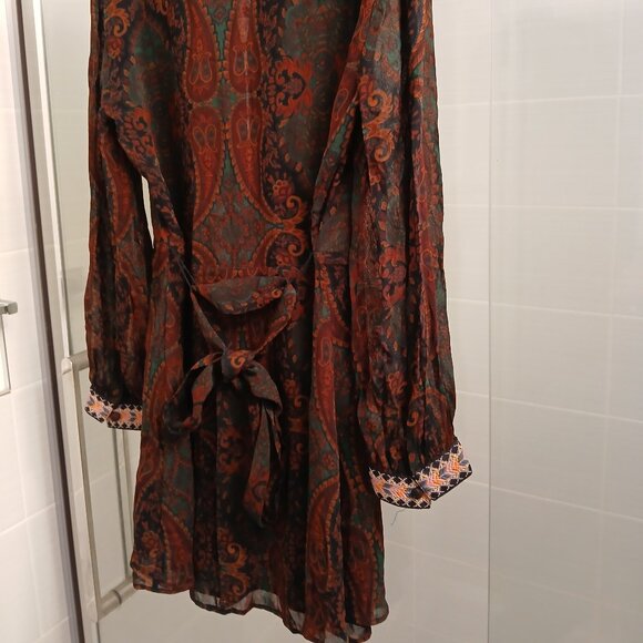 Zara Embroidered Sepia Dress - Picture 4 of 9